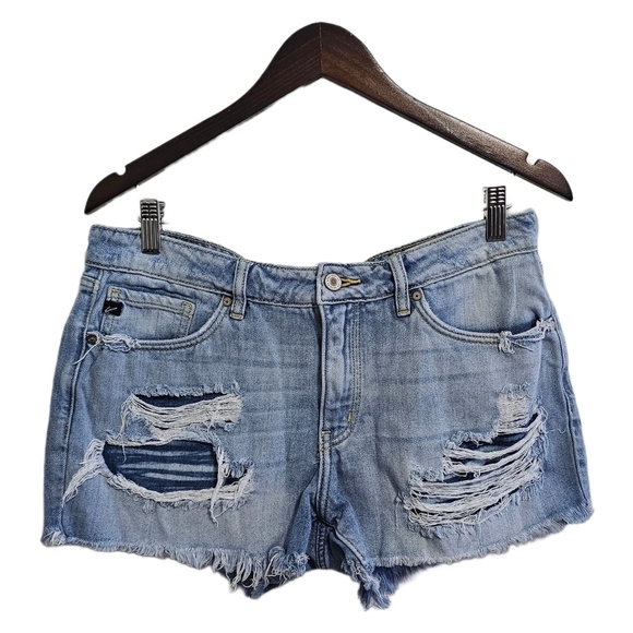 KanCan Pants - KanCan distressed 90s grunge style denim light wash jean shorts 13/30